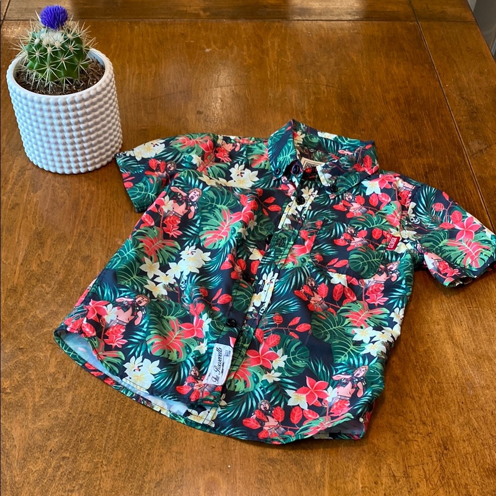 RSVLTS Boys Goonies Tropical Button Down Shirt 3T Floral Short Sleeve